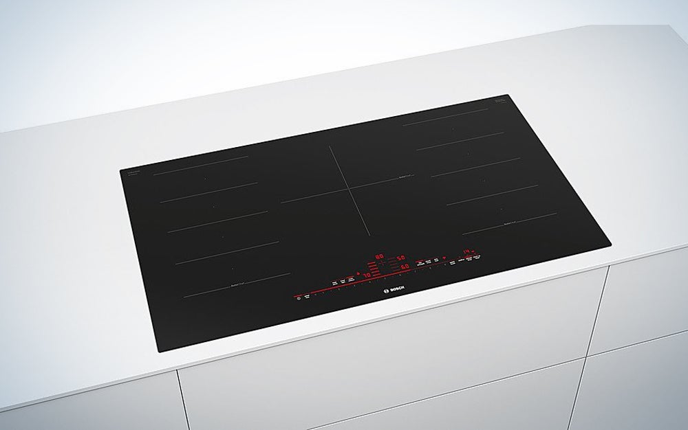 Bosch Benchmark® Series 36 Inch Wide 5 Burner Induction Cooktop built into a countertop