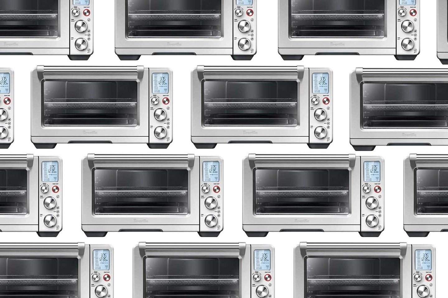 A pattern of breville smart oven pros on a white background